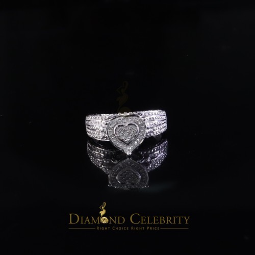 Real Diamond 0.10ct White 925 Sterling Silver Womens Engagement Heart Ring SZ 7