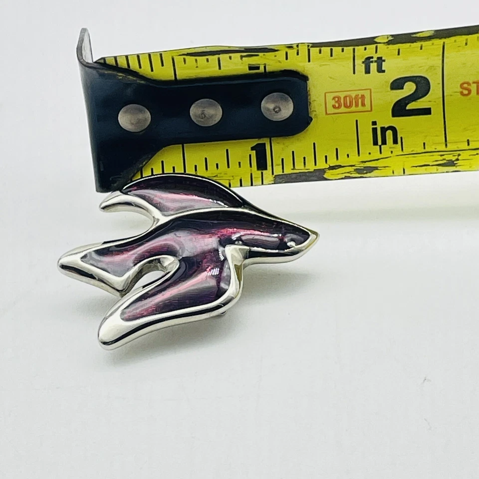 Pendientes firmados por TRIFARI esmalte púrpura pájaro paloma diseño bisutería vintage Foto 4 de 4