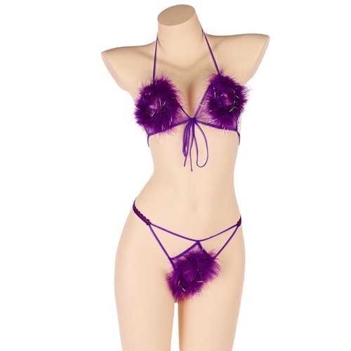 Damen Kunstpelz Bh Und Slip Satz Fell Sexy Kostüm Unterwäsche Schlafanzüge - Bild 12 von 23