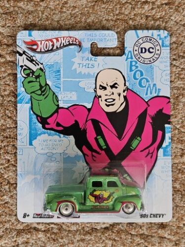 NEW HOT WHEELS DC COMICS LEX LUTHOR 50S CHEVY PICKUP TRUCK 1/64 DIECAST QUAD r85 - Picture 1 of 2