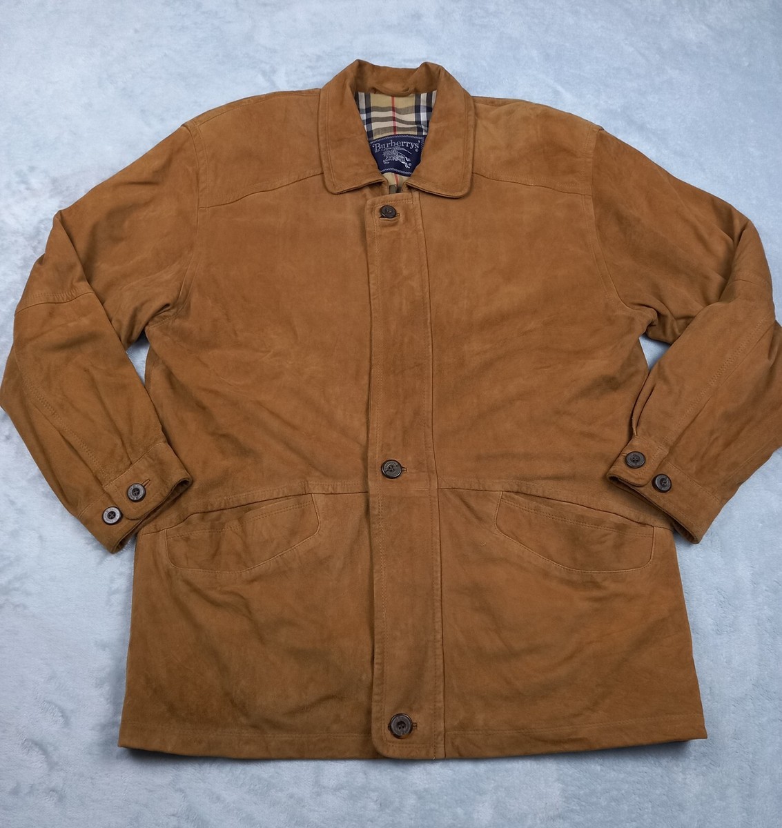 Vtg 80s BURBERRYS Brown 100% Leather Cotton Lined Nova Check