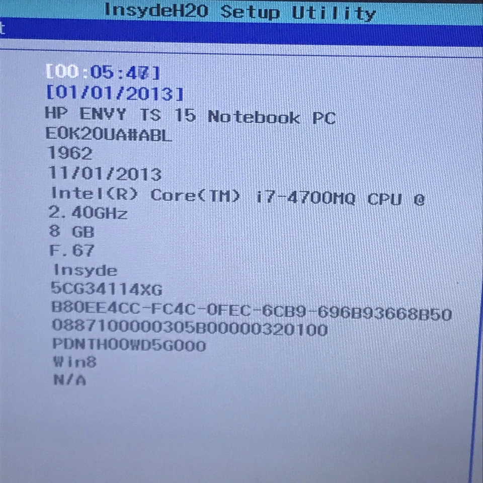 Hp Envy TS 15 15.6" TouchSmart Laptop i7-4700MQ 8GB No HDD Boots to Bios H3257 - Image 2 of 4