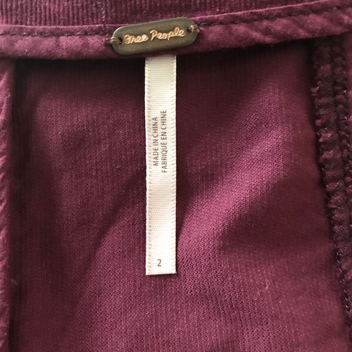 FREE PEOPLE Mini Skirt Sz 2 Corduroy Burgundy - Picture 2 of 4