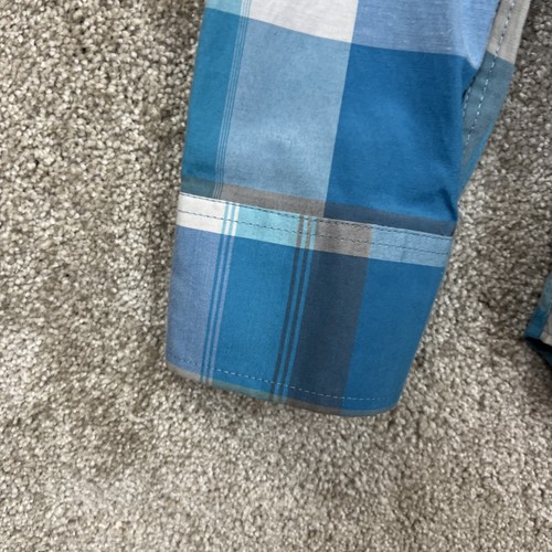 Camisa Ablanche para Hombre Mediana Azul a Cuadros Mangas Largas Bolsillos Frontales con Botones - 4674 - Imagen 4 de 16