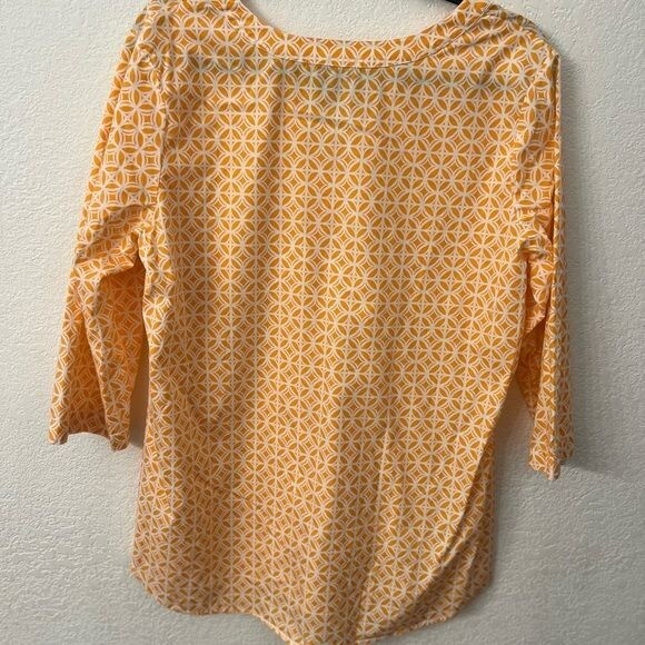 Pendleton geometric orange cotton split neck blou… - image 3