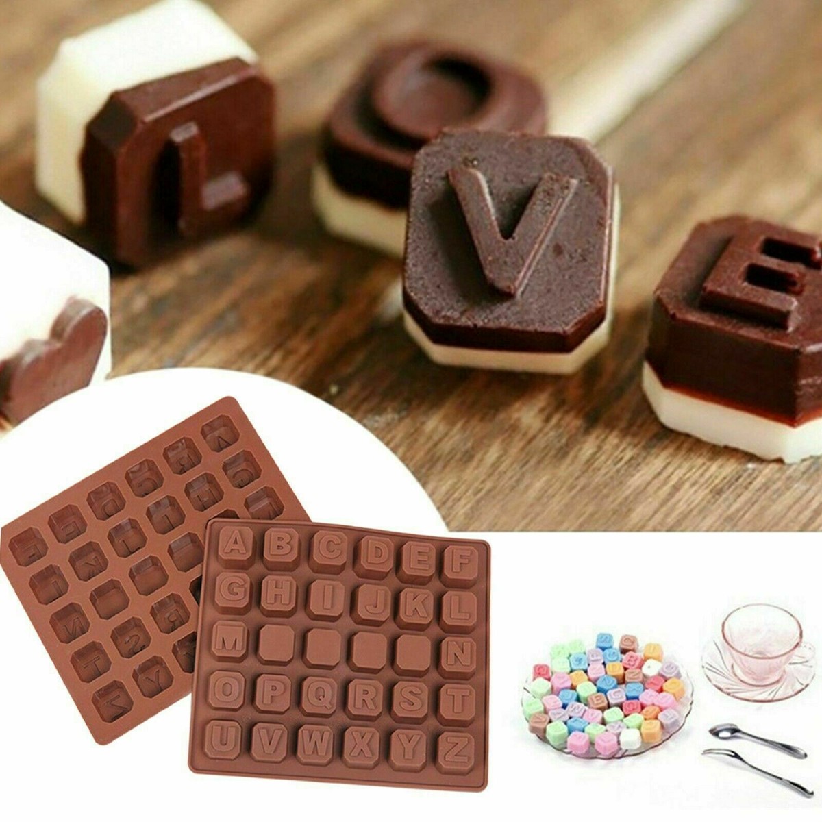 Alphabet Blocks Letters Silicone Mould Chocolate Candy Gift Words