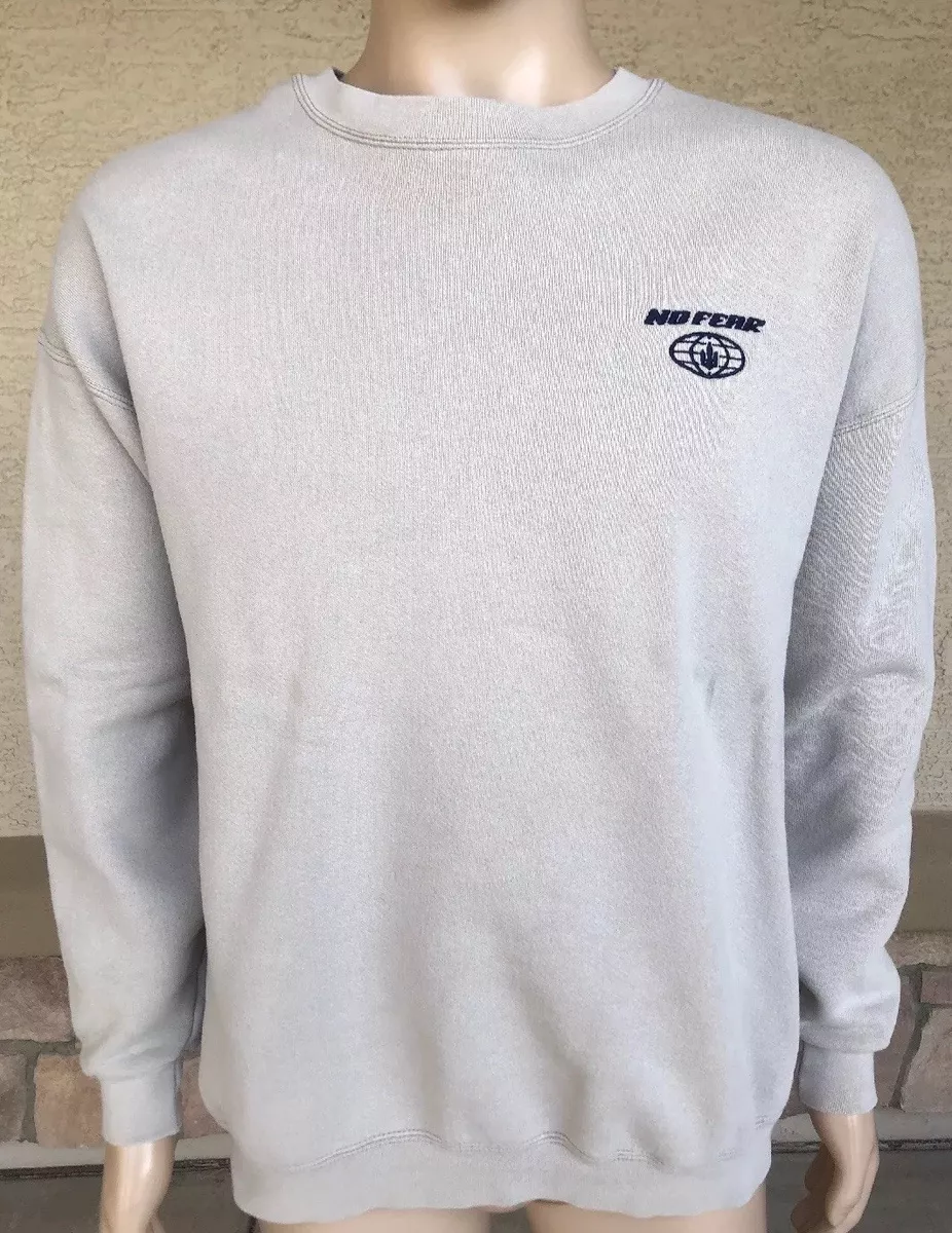 Vintage 90s No Fear Crewneck Sweatshirt USA Made Size XL 46 48 Solid Blank Beige