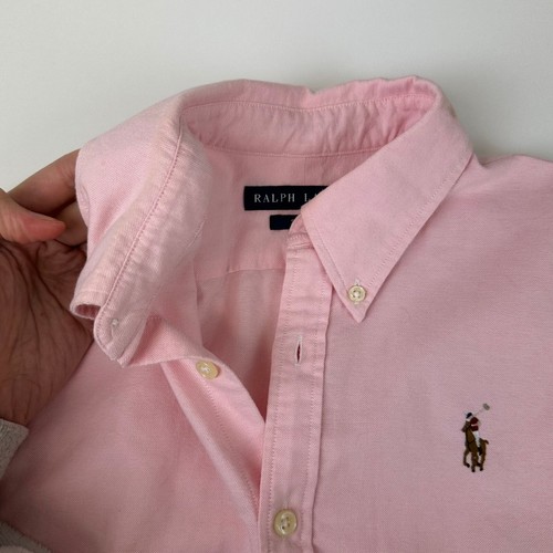 Ralph Lauren Womens Button-Up Shirt Size 8 Pink Long-Sleeve Oxford Summer - Picture 9 of 10