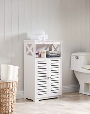 Kings Brand Furniture - Carol Wood Bathroom Floor Storage Cabinet, White