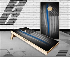 Tattered Thin Blue Line Flag Cornhole Boards Bean Bag Toss Game