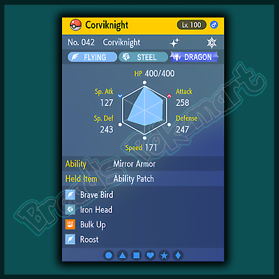 6IV Shiny Corviknight Pokemon Scarlet and Violet