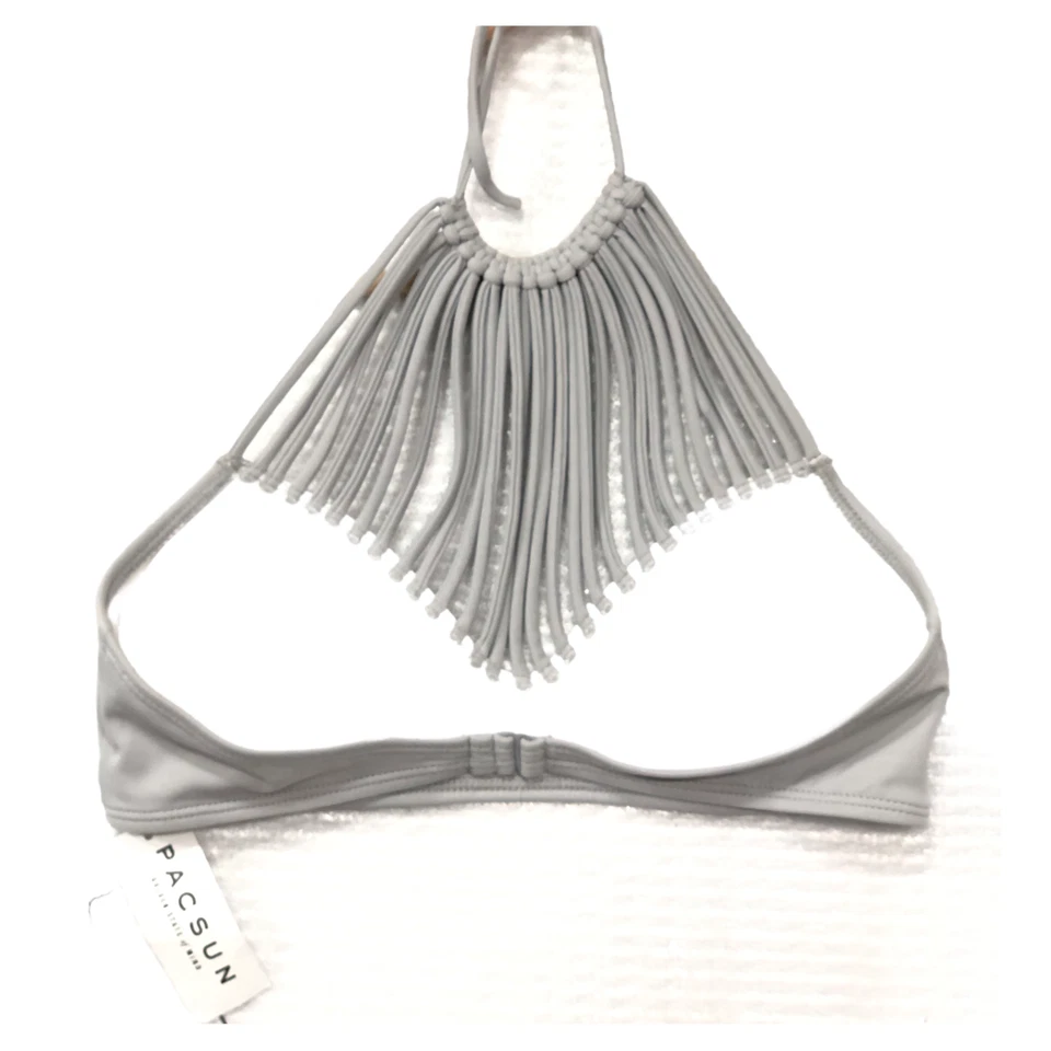 Лос-Анджелес Сердца женщин размер S серый с бретелью через шею клетке груди дизайн с подкладкой бикини верхний новый - Изображение 2 из 4