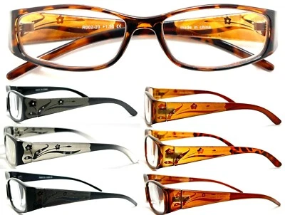 Womens Reading Glasses Classic Comfort Headband Wide Arm Flower Pattern Design