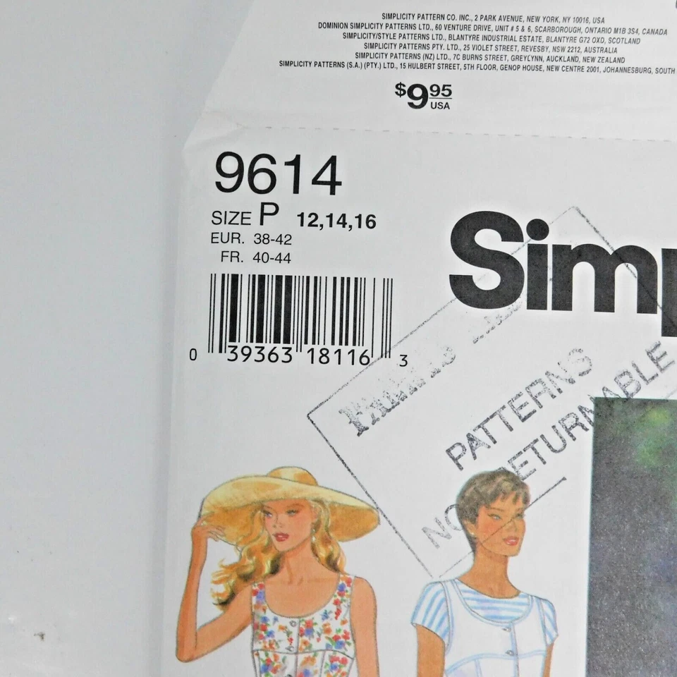 Simplicity 9614 Misses Petite Dress Jumper Top Sewing Pattern Size 12-16 Uncut - Image 4 of 4