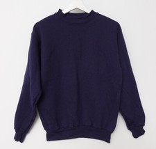 Vintage 90s Tultex Blank Sweatshirt Mock Neck Made In USA Size SMALL Navy