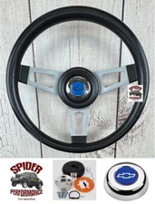 1982-94 S-10 Blazer S-10 pickup steering wheel BLUE BOWTIE 13 3/4" SILVER SPOKE