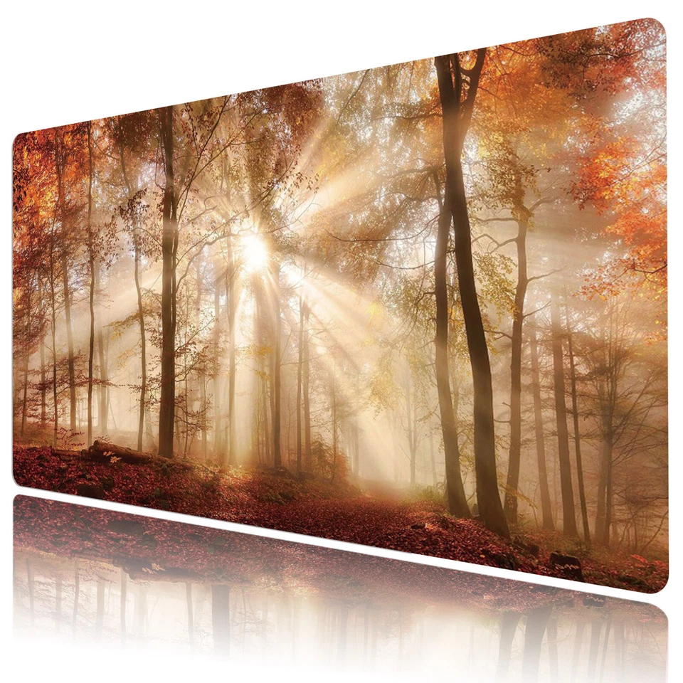 Orange Fall Mouse Pad Nature Forest Desk Mat for Keyboard and Mouse Desk Pad - Image 2 of 4