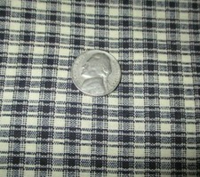 1/2 yd ~  Vintage Black Crème  plaid  Check  Cotton  fabric ~ dolls primitive