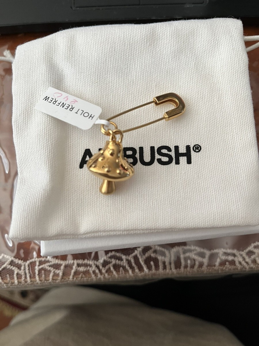 Ambush mushroom charm safety-pin single earring | eBay