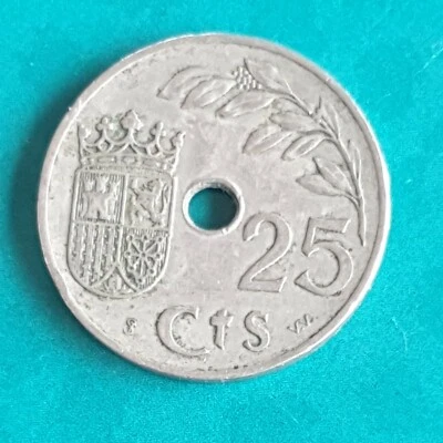 Monnaie, Espagne, 25 Centimos, 1937, Vienna, TTB, Copper-nickel - Photo 1/2