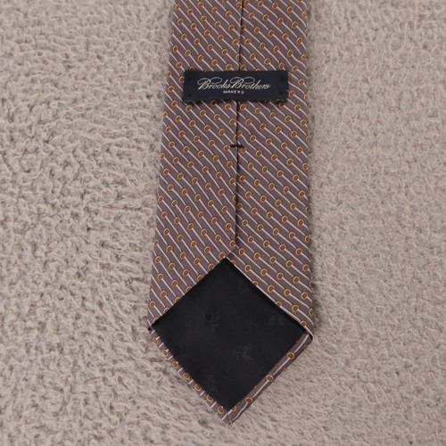 Brooks Brothers Tie Gray Orange Silk Makers Printed in Italy Made in USA 3.75" - Picture 3 of 9