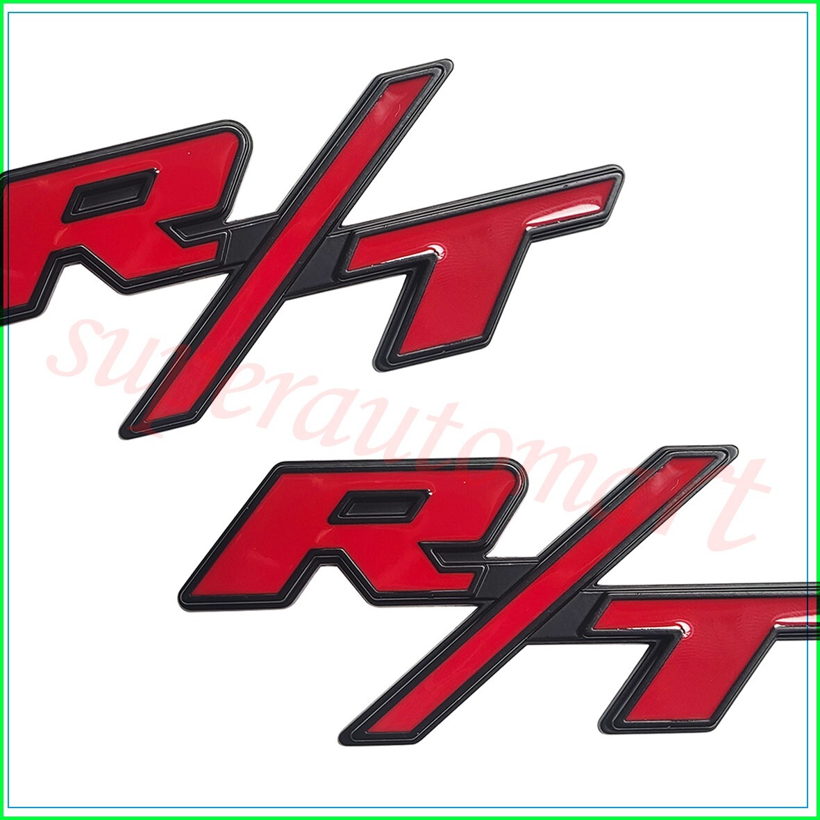2X For R/T Side Fender Emblem  RT Badge Sticker Red Black Car Nameplate Decal