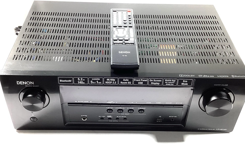 Denon AVR-S510BT 5.1 AV Receiver Front Right Distorted As Is *READ* - Image 2 of 4