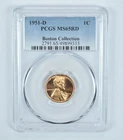 1951-D Lincoln Wheat Cent Boston Collection MS65 RD PCGS Blue Label