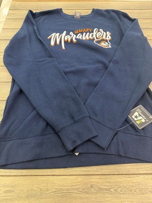 UMary Marauders Mens XL Navy Crewneck Sweatshirt J-America Green Recycled Blend