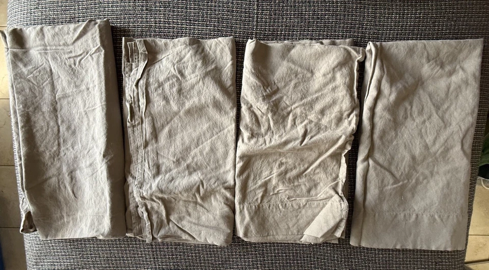 "Juego de 4 paneles de lino de algodón de herrajes de restauración en nogal 50"" x 96""" Foto 2 de 4