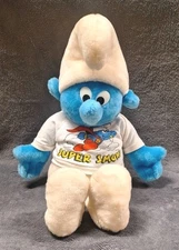 Vintage 1980 Smurf Plush in Super Smurf T-Shirt ~ 21" Wallace & Berrie Co. Korea