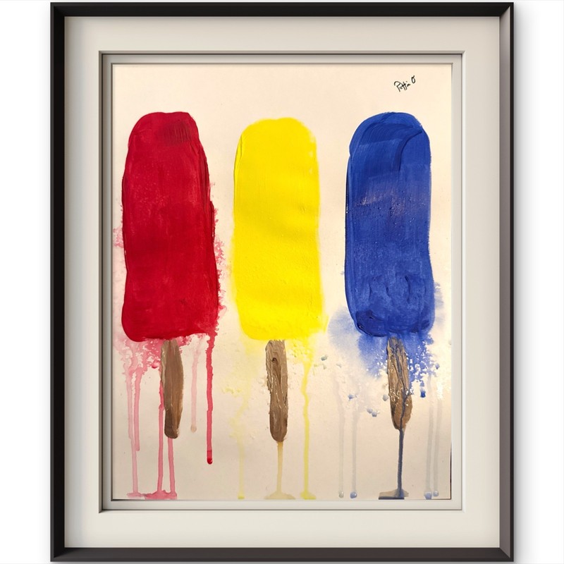 Triple Drip Original Acrylic Painting 11x14 Popsicle Pop Art Summer Wall Art Sig