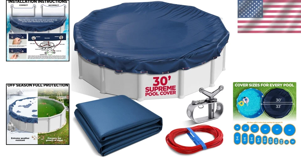 Cubierta de piscina redonda de invierno de 30 pies para piscinas sobre el suelo - Protección inigualable Foto 2 de 4