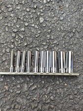 Snap On Tools USA 1/4 Drive 10pc SAE Deep 12pt Socket Set 3/16-9/16 Inch Vintage
