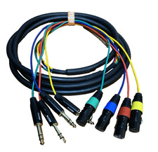 10FT 4-Channel 6.35mm 1/4" Stereo TRS Male to XLR 3-Pin Female Audio Snake Cable