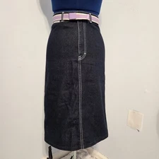 Gitano Vintage Embroidered Dark Wash Denim Pencil Skirt Size 3 / 4