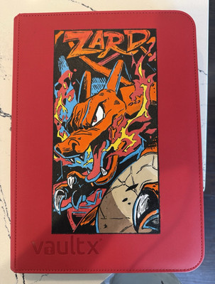 Hand painted Charizard Vault X Binder 360 Card 9-Pocket Side Loading