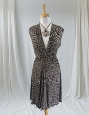 Brown White Polka Dot Dress Vintage 90s Romantic Feminine Mod Retro Y2K Buckle