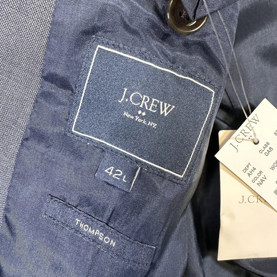 Blazer J Crew Thompson Para Hombres 42L Azul Marino Lana Dos Botones Traje Abrigo Chaqueta Clásico Foto 2 de 4