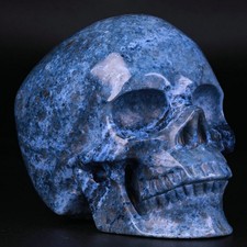 3.5" Dumortierite Carved Crystal Skull, Realistic, Crystal Healing