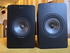 KEF X300A Powered Bookshelf Speakers Black/Silver Pair. Good Working Order.