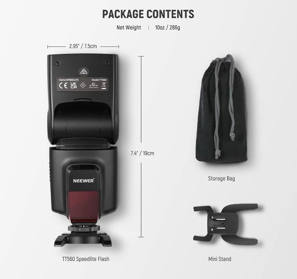 Neewer TT560 Flash Speedlite for Canon Nikon Sony Panasonic Olympus UK, Warranty - Image 2 of 4