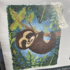 Sloth on Tree Latch Hook Kits Rug Printed Canvas DIY Handmade Carpet Crochet ...