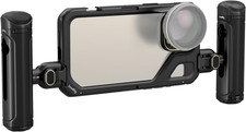 Dual Handheld Video Rig Cage for iPhone 15 Pro Max with Quick Release Handles