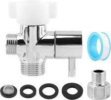 Bidet T Adapter with Shut off Valve, Stainless Steel 3 Way T Valve 7/8" X 7/8" X