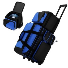 3 Ball Bowling Bags with Wheels and Shoes Compartment, Roller with Multipocke...