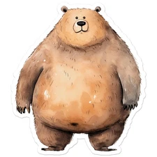 Fat Brown Bear - Vinyl Decal Sticker - Car Window Laptop - ebn12410
