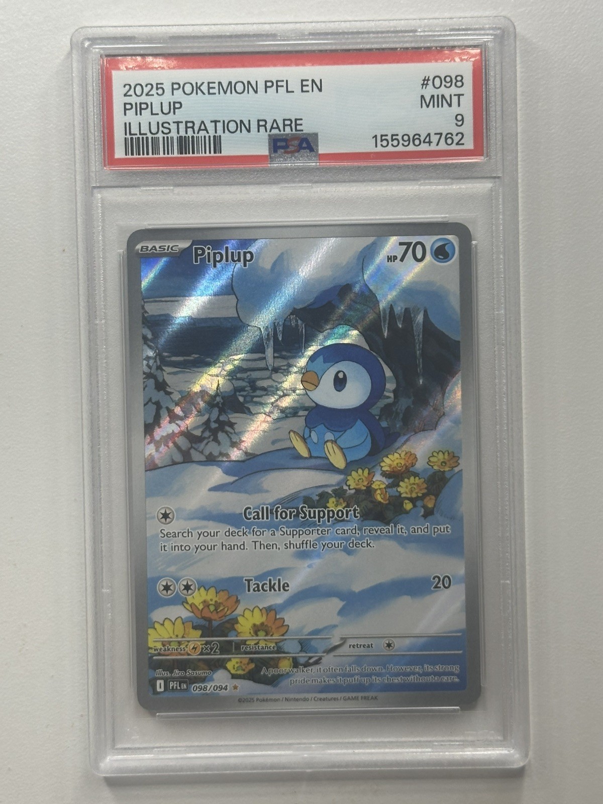 Piplup 098/094 IR - 2025 Pokémon Phantasmal Flames Illustration Rare PSA 9 MINT