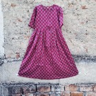 Vestido midi boho acampanado con cremallera frontal de algodón floral de vino indio para mujer