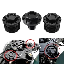 Front CNC Fork Tube Cap Bolt W/ Steering Stem Bolt For Harley FXR FXD XL883
